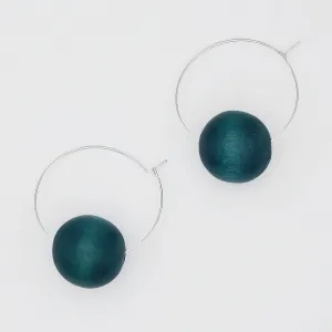 Teal Ball Hoop Dangle Earring