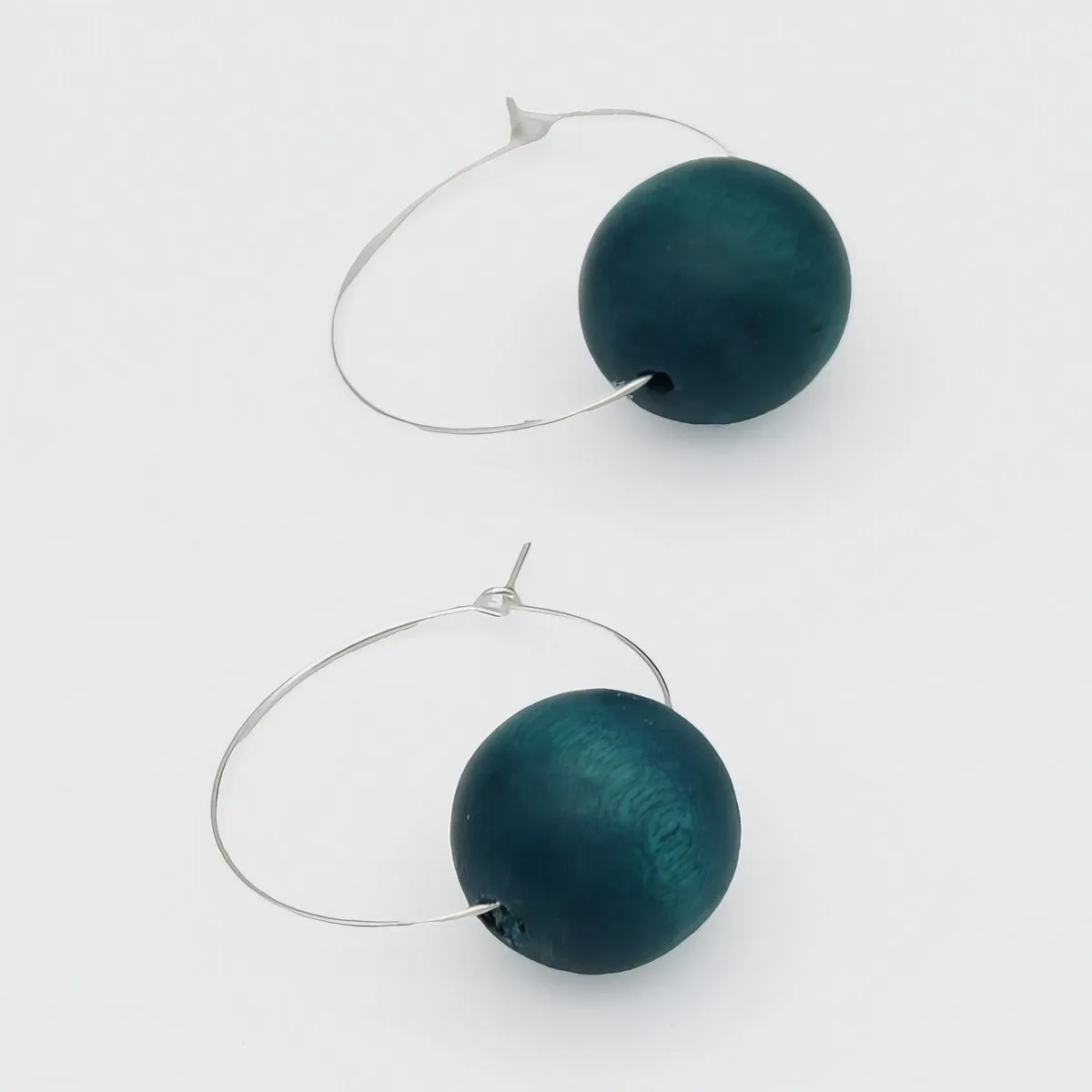 Teal Ball Hoop Dangle Earring