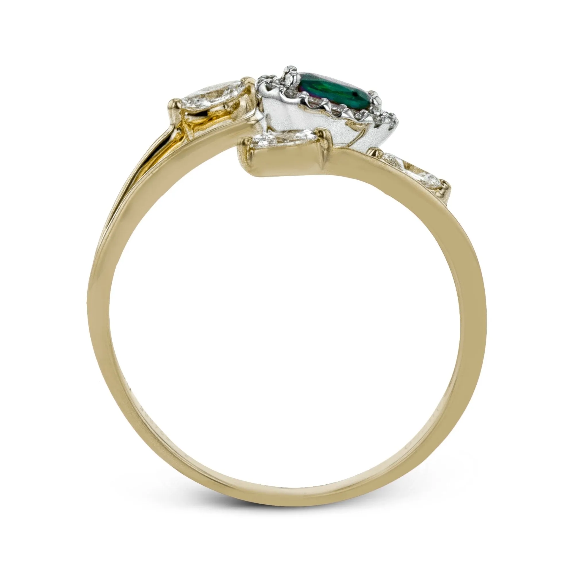 Tempera Color Gemstone Ring In 18k Gold With Diamonds