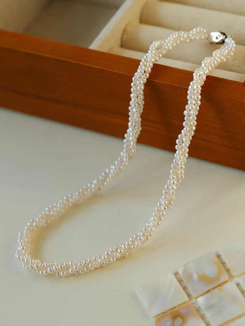 Three-Layer White Mini Pearl Collar Necklace