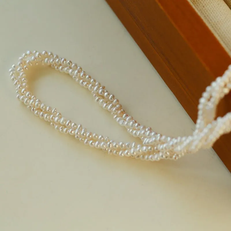 Three-Layer White Mini Pearl Collar Necklace