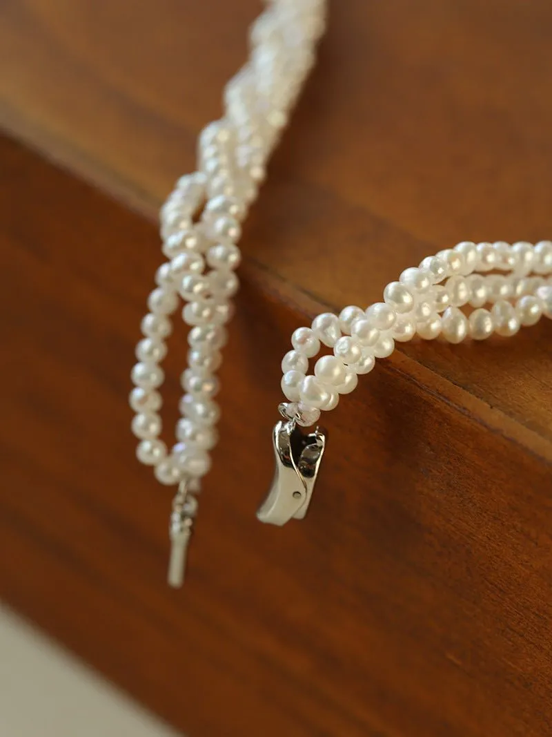 Three-Layer White Mini Pearl Collar Necklace