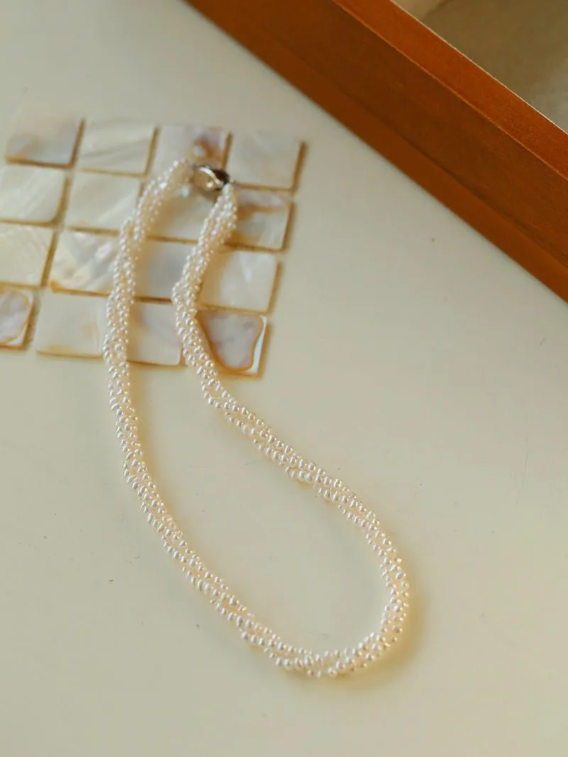 Three-Layer White Mini Pearl Collar Necklace