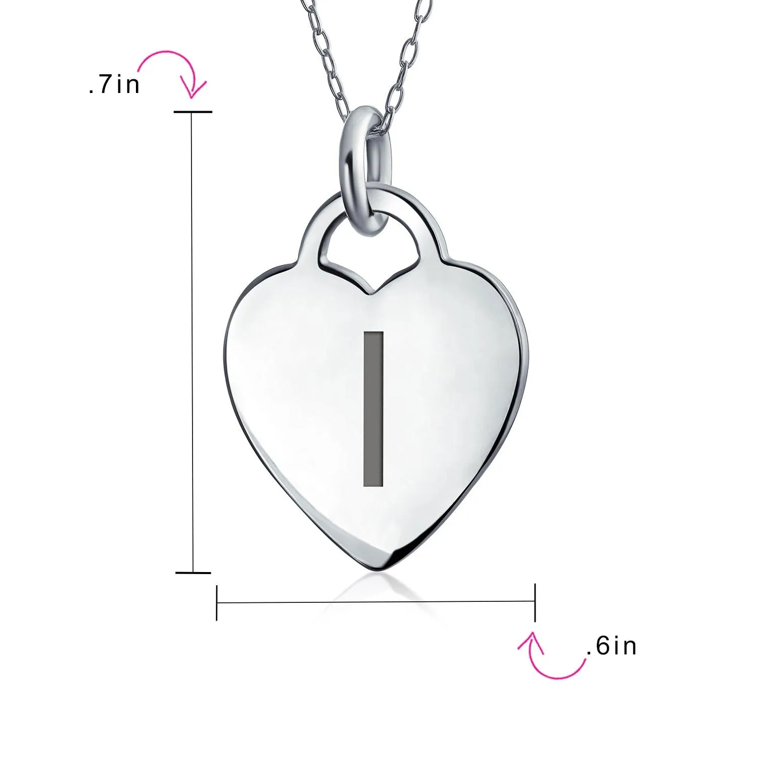 Tiny Minimalist Heart Initial Pendant Necklace Sterling Silver A-Z Alphabet