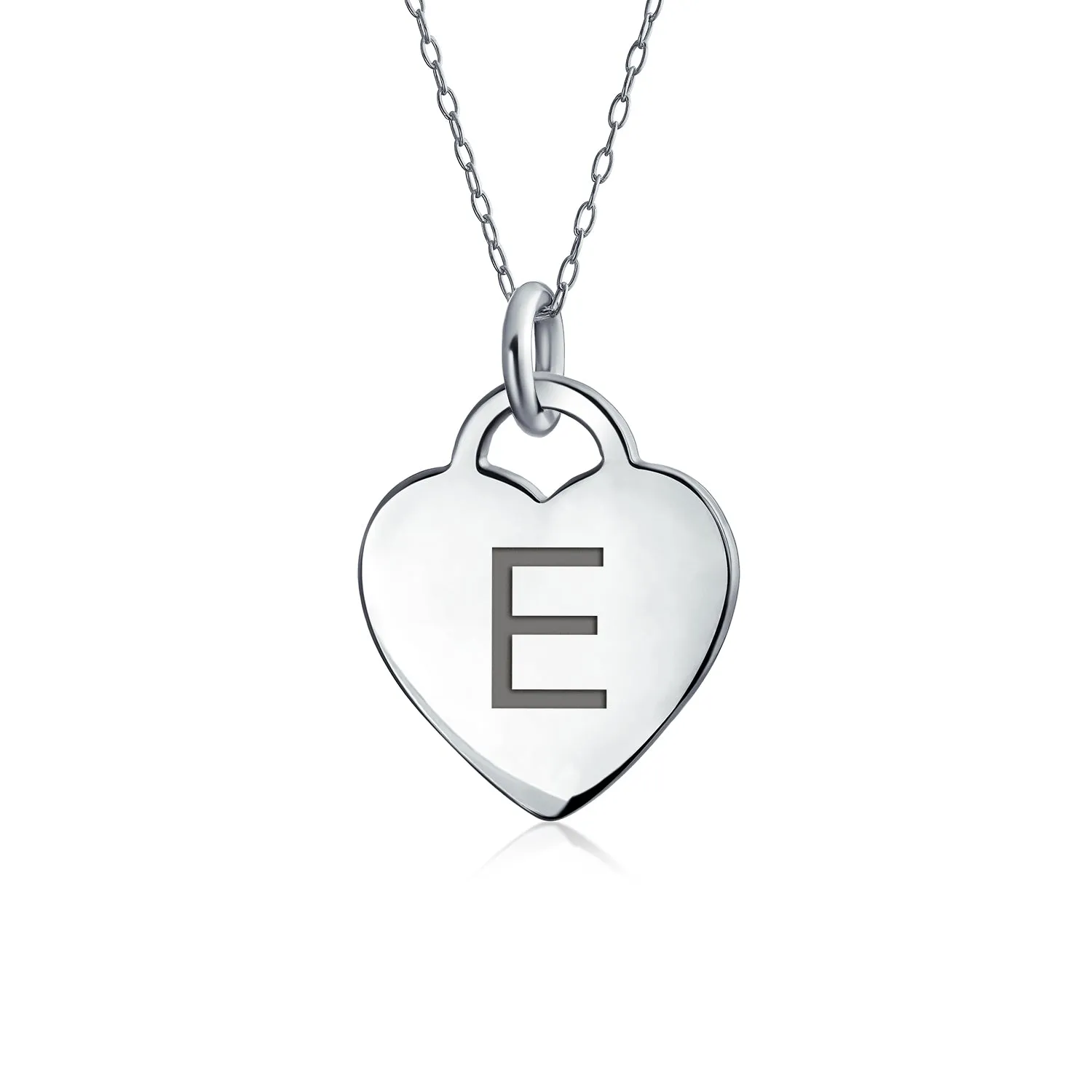 Tiny Minimalist Heart Shape Initial Pendant Necklace A-Z Sterling Silver