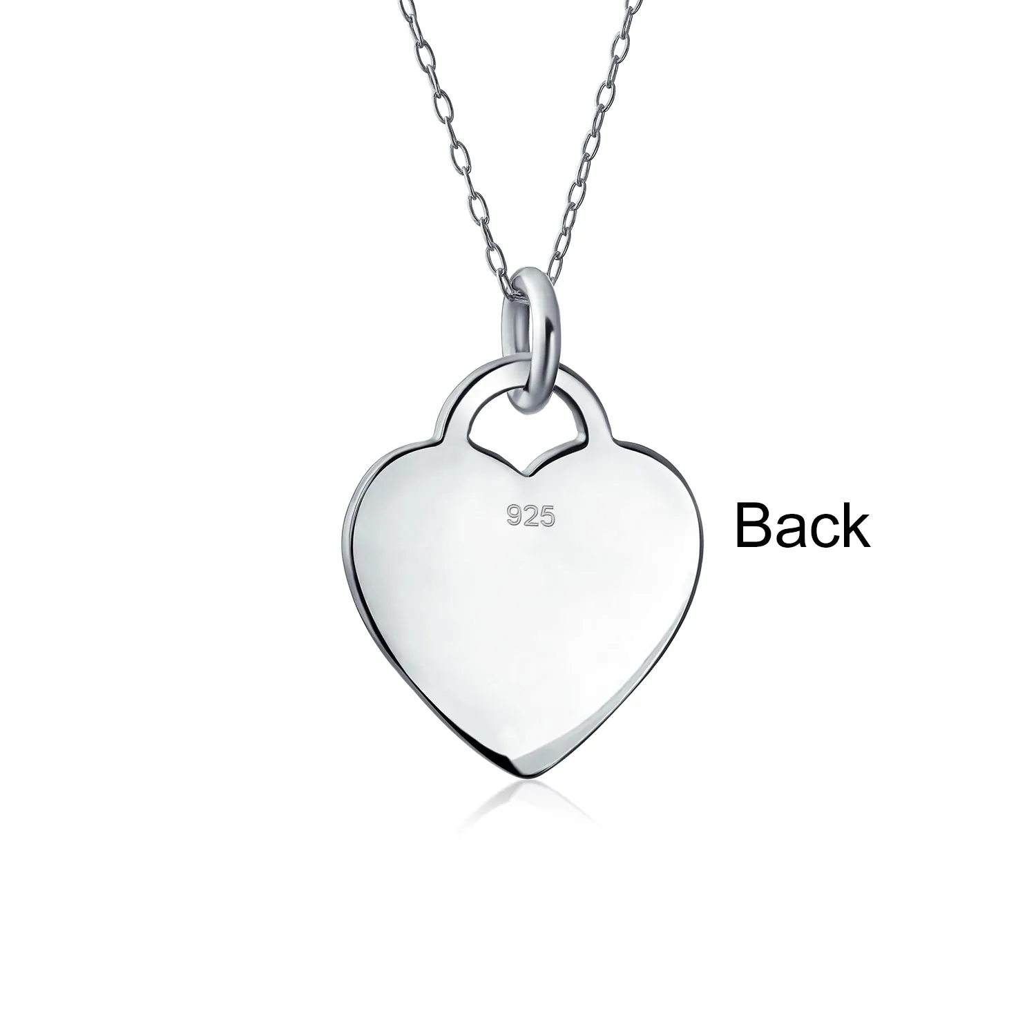 Tiny Minimalist Heart Shape Initial Pendant Necklace A-Z Sterling Silver