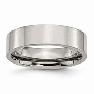 Titanium Flat 6mm Polished Wedding Band Ring