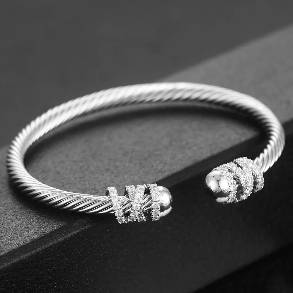 Trendy Luxury Stackable Bracelet Cuff Full Cubic Zircon Crystal