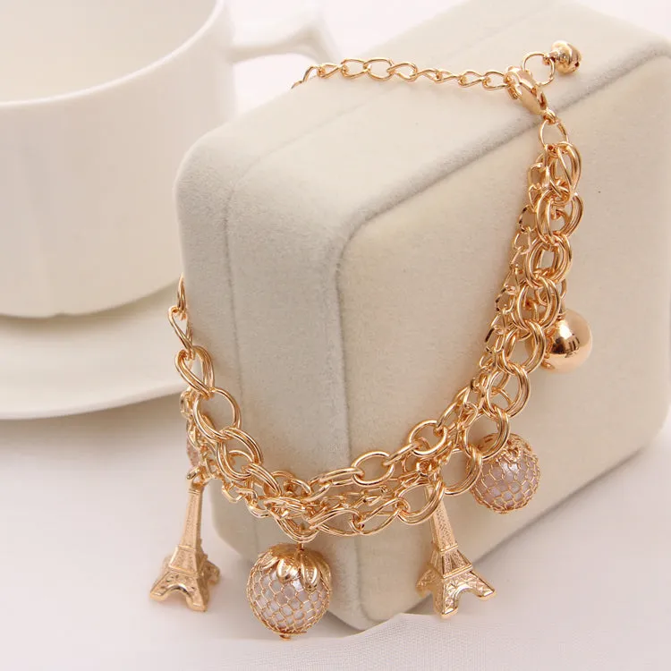 Women Fashion Jewelry Gold Color Heart Butterfly Charm Bracelets