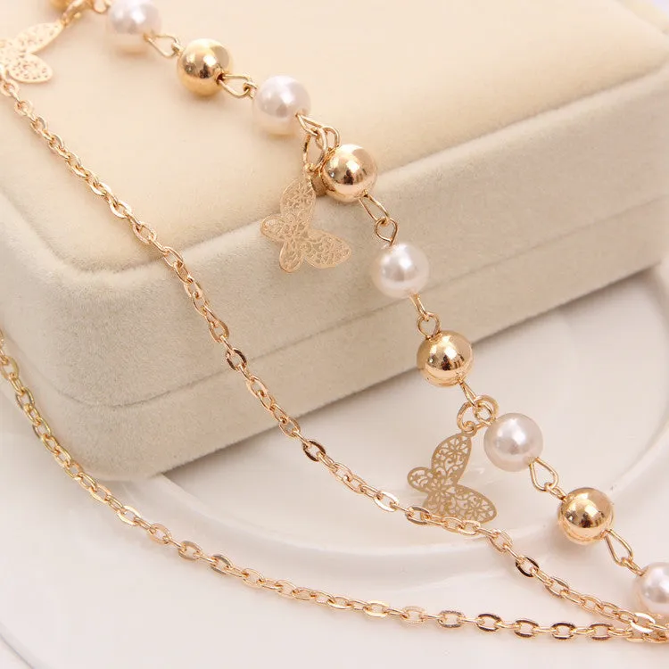 Women Fashion Jewelry Gold Color Heart Butterfly Charm Bracelets