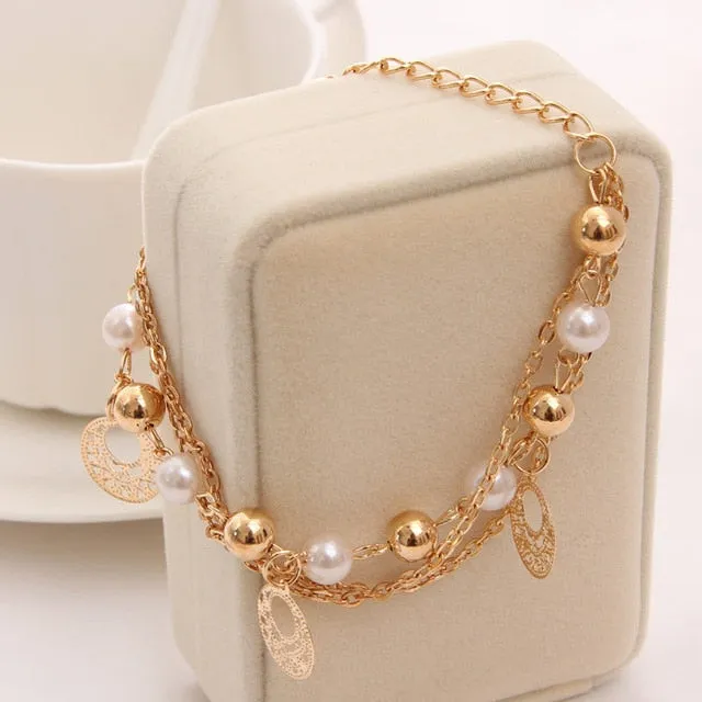 Women Fashion Jewelry Gold Color Heart Butterfly Charm Bracelets