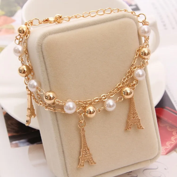 Women Fashion Jewelry Gold Color Heart Butterfly Charm Bracelets