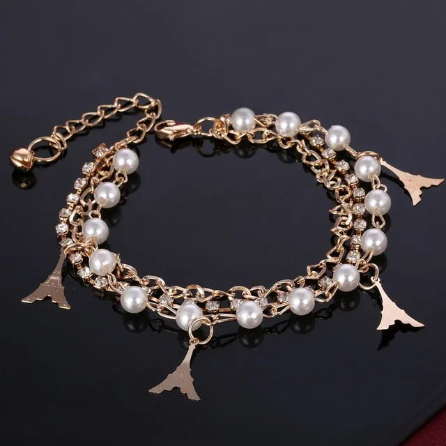 Women Fashion Jewelry Gold Color Heart Butterfly Charm Bracelets