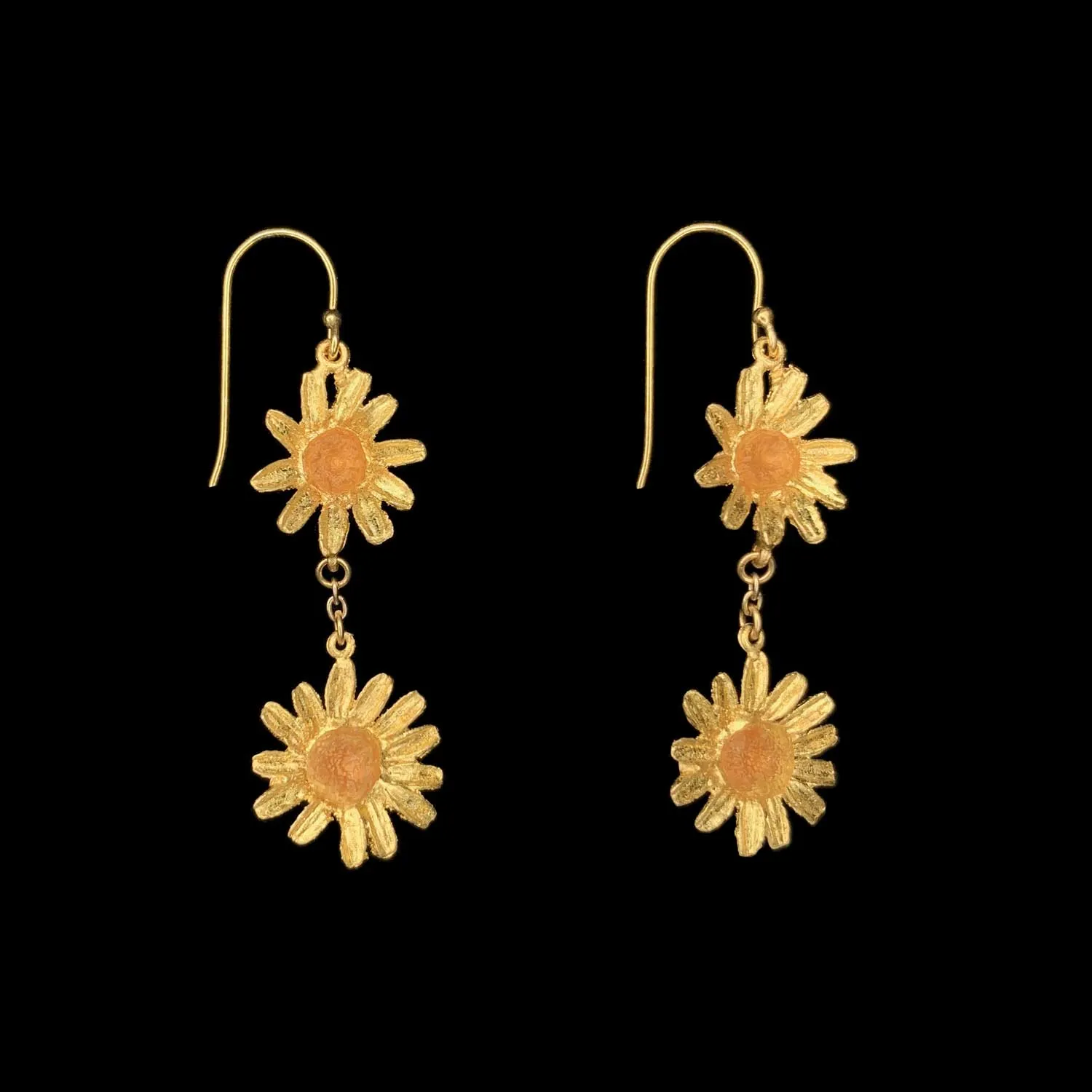 Yellow Butter Daisy Earrings - 2-Flower Wire