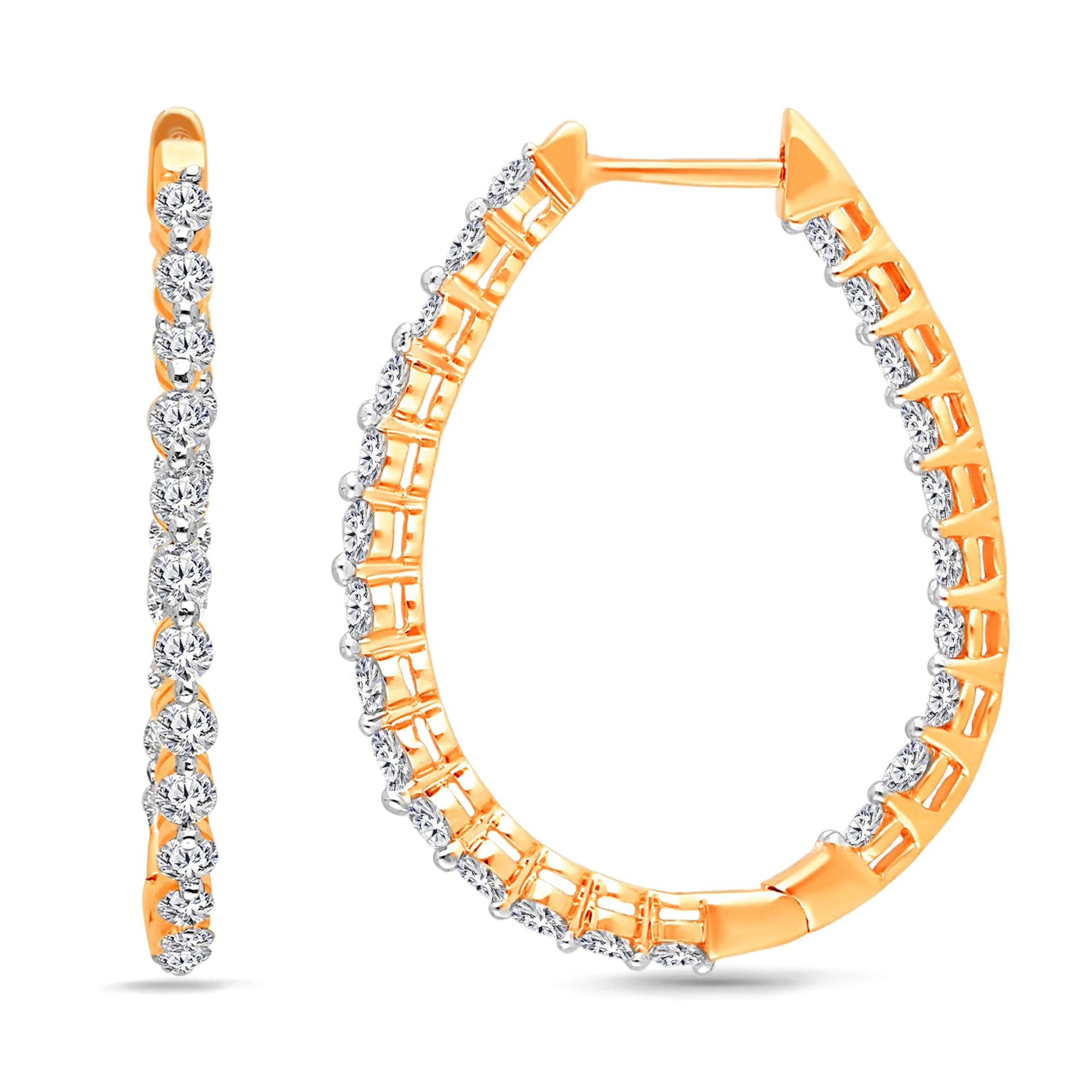 Yellow Gold Diamond Eternal Hoop Earrings